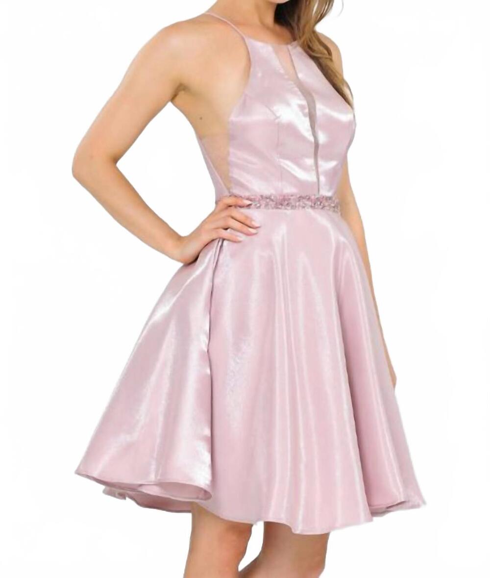 NEW POLY USA halter shimmer cocktail dress in pink